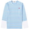 Comme des Garcons Play Long Sleeve Stripe Contrast Sleeve Te