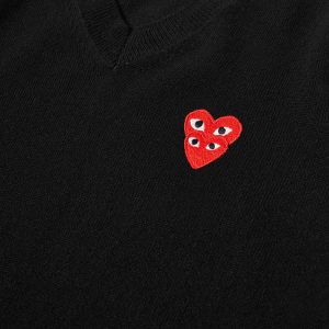 Comme des Garcons Play Overlapping Heart V-Neck Jumper