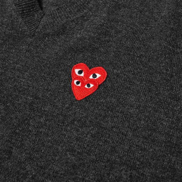 Comme des Garcons Play Overlapping Heart V-Neck Jumper