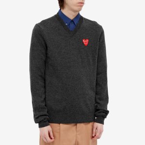 Comme des Garcons Play Overlapping Heart V-Neck Jumper