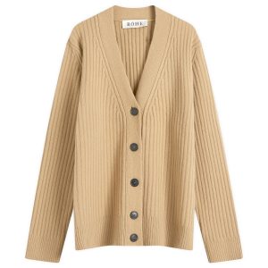 Róhe Ribbed Boiled Wool Knitted Cardigan