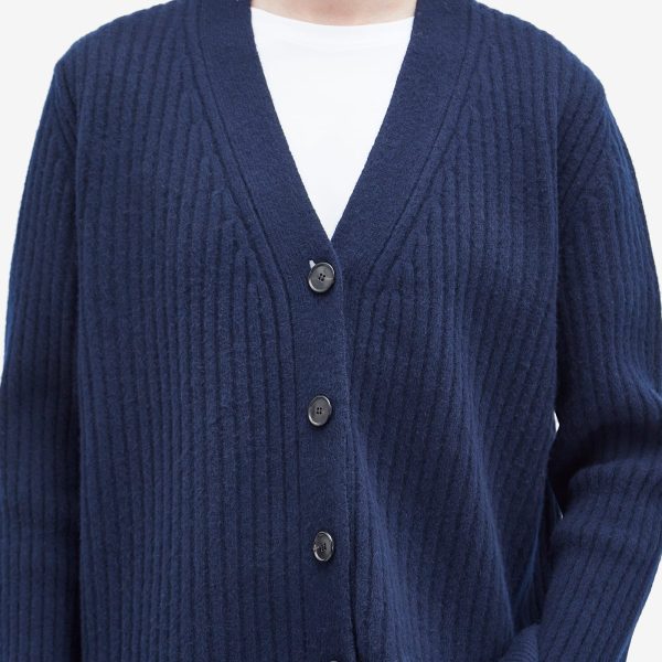 Róhe Ribbed Boiled Wool Knitted Cardigan