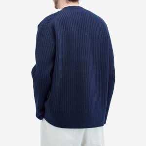 Róhe Ribbed Boiled Wool Knitted Cardigan