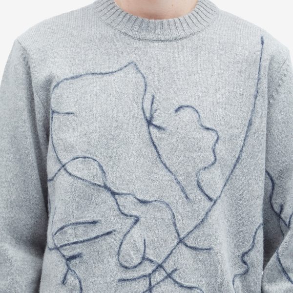 Róhe Tulip Embroidered Wool Cashmere Crew Neck Jumper