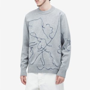 Róhe Tulip Embroidered Wool Cashmere Crew Neck Jumper