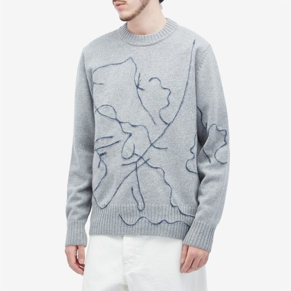 Róhe Tulip Embroidered Wool Cashmere Crew Neck Jumper