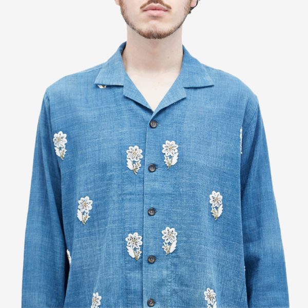 Kartik Research Indigo Dyed Embroidered Long Sleeve Shirt