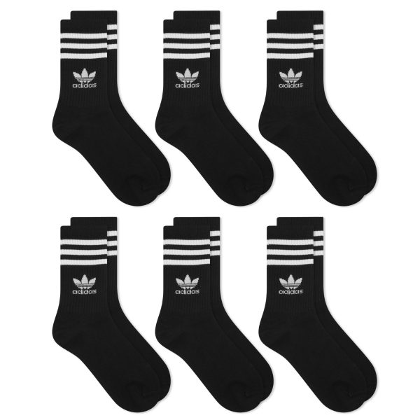 Adidas 3 Strip Crew Sock - 6 Pack