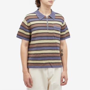 Brain Dead Lifted Stripe Half Zip Polo