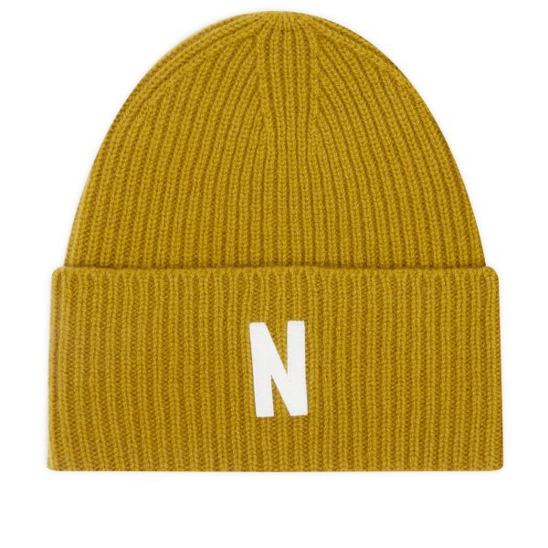 Norse Projects Merino Lambswool Rib N Logo Beanie