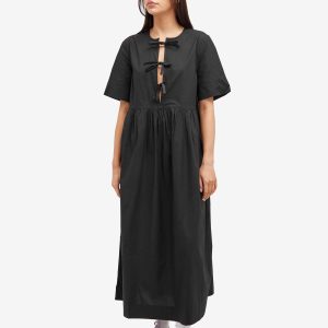 Ganni Cotton Poplin Long Tie String Dress