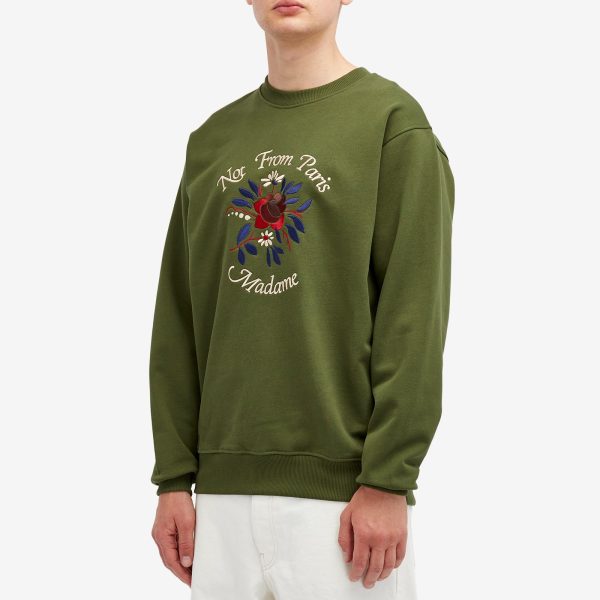 Drôle de Monsieur Flowers Slogan Crew Sweatshirt