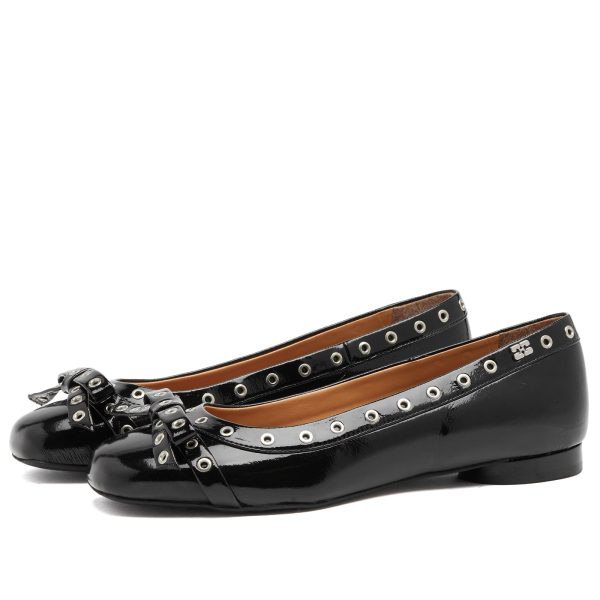 Ganni Eyelets Bow Ballerina Naplack