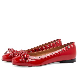 Ganni Eyelets Bow Ballerina Naplack