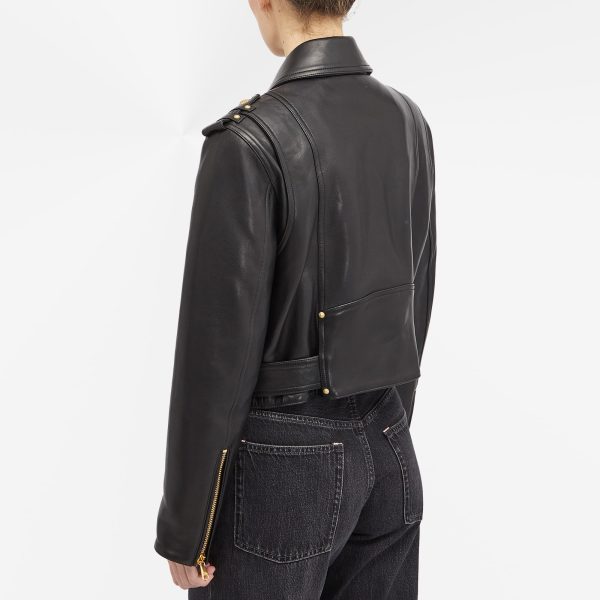 Balmain Cropped Leather Biker Jacket