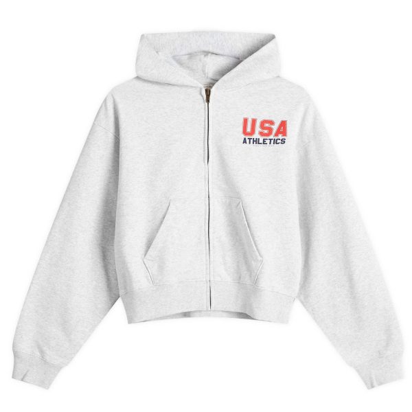 Sporty & Rich USA Athletics Cropped Zip Hoodie