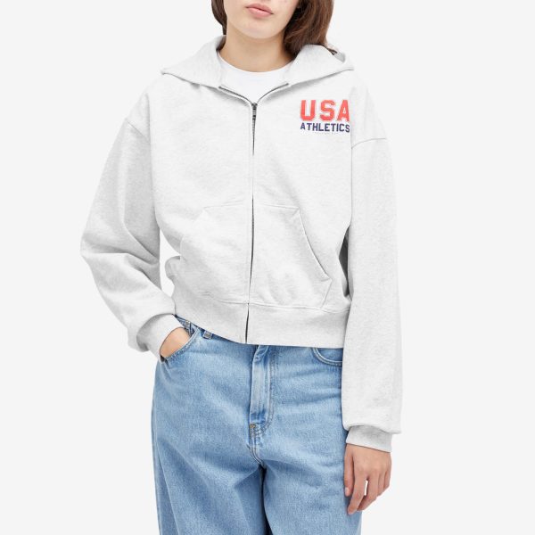 Sporty & Rich USA Athletics Cropped Zip Hoodie