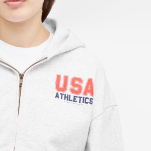 Sporty & Rich USA Athletics Cropped Zip Hoodie