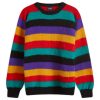 Drake's Striped Brushed Shetland Crew Jumper