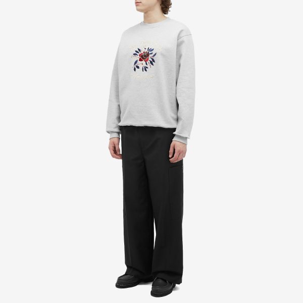 Drôle de Monsieur Flowers Slogan Crew Sweatshirt