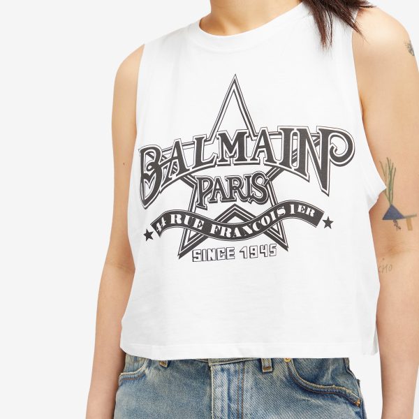 Balmain Western Print Cropped Tank Top