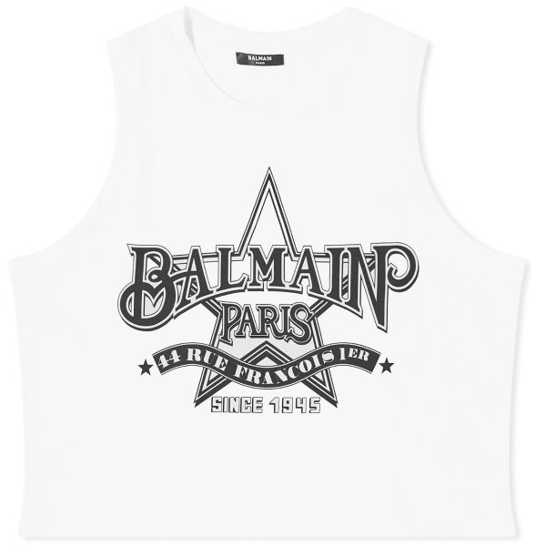 Balmain Western Print Cropped Tank Top