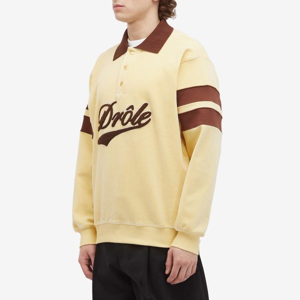 Drôle de Monsieur Velvet Logo Long Sleeve Polo Shirt