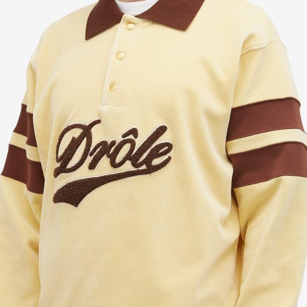 Drôle de Monsieur Velvet Logo Long Sleeve Polo Shirt