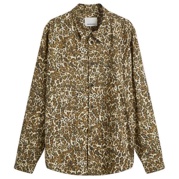 Isabel Marant Cybilio Leopard Print Long Sleeve Shirt