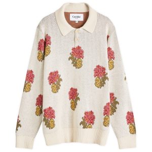 Corridor Floral Long Sleeve Knit Polo