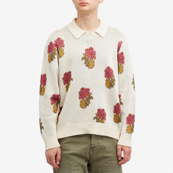 Corridor Floral Long Sleeve Knit Polo