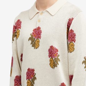 Corridor Floral Long Sleeve Knit Polo