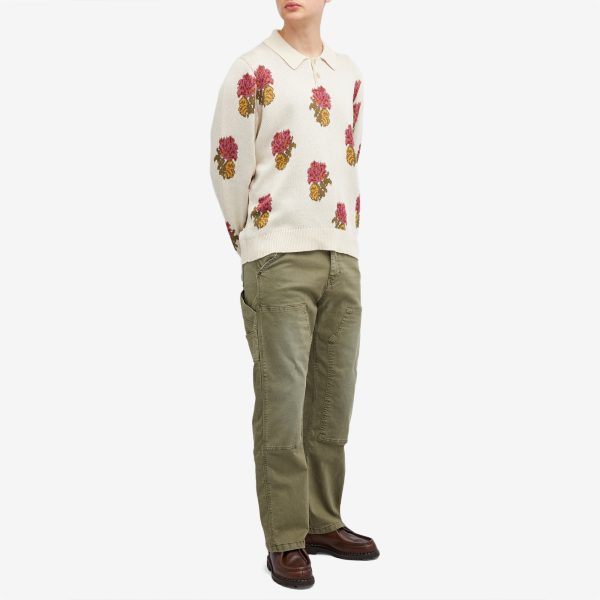 Corridor Floral Long Sleeve Knit Polo