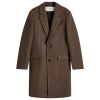 AMI Paris Two Button Herringbone Wool Overcoat