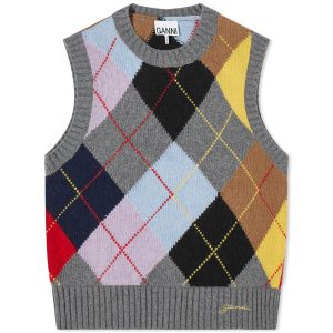 GANNI Harlequin Wool Mix Knit Vest