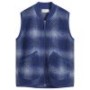 Universal Works Check Wool Fleece Zip Waistcoat