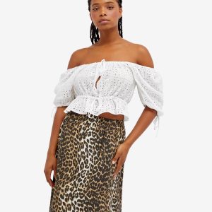 GANNI Light Broderie Anglaise Crop Top