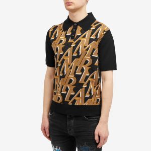 AMIRI Repeat Logo Knitted Polo Shirt