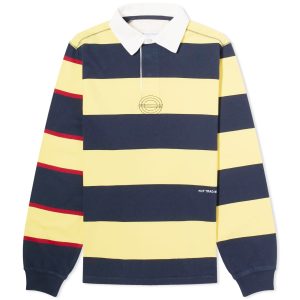 POP Trading Company Striped Logo Rugby Polo Sweat