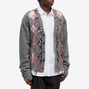 Maison Margiela Distressed Argyle Cardigan