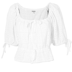 GANNI Light Broderie Anglaise Crop Top