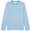 Maison Kitsuné Fox Head Patch Long Sleeve Stripe T-Shirt