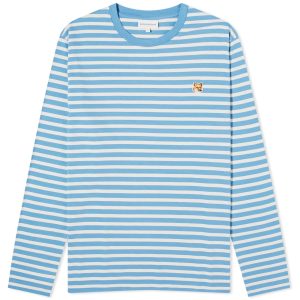 Maison Kitsuné Fox Head Patch Long Sleeve Stripe T-Shirt