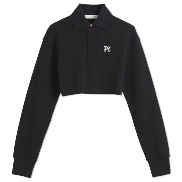 Palm Angels PA Monogram Cropped Long Sleeve Polo