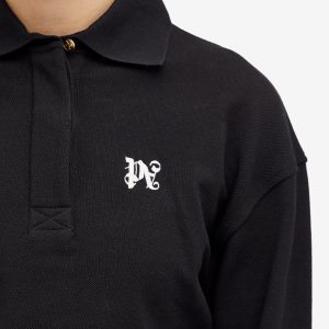 Palm Angels PA Monogram Cropped Long Sleeve Polo