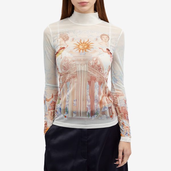 Casablanca Womens Printed Mesh Top