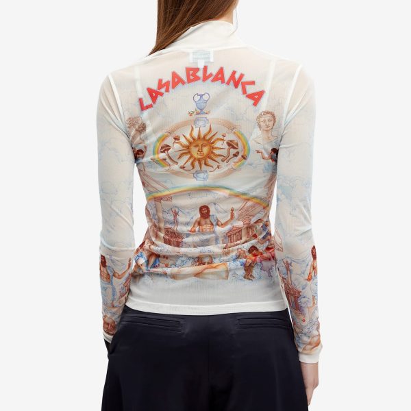 Casablanca Womens Printed Mesh Top