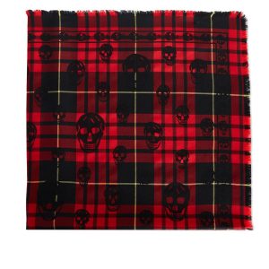 Alexander McQueen Skull Tartan Wool Scarf