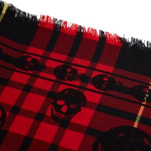 Alexander McQueen Skull Tartan Wool Scarf