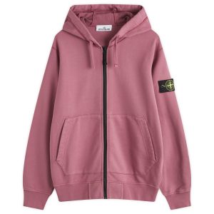 Stone Island Cotton Fleece Garment Dyed Zip Hoodie